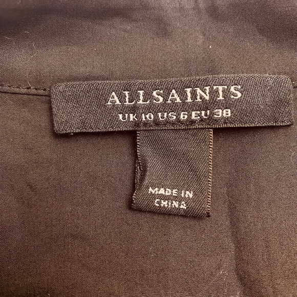 ALLSAINTS Ethel Cotton Blouse in Black Size 6 - Picture 4 of 11